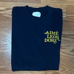 Aime Leon Dore Navy and Yellow Short Sleeve Tee